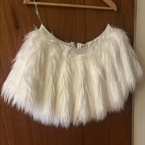 Fun White Faux Fur Mini Skirt